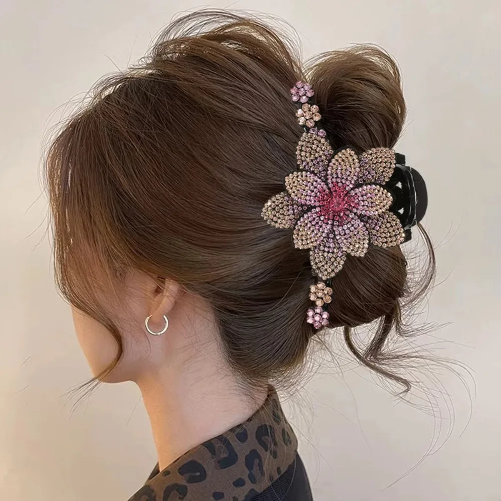 Fashion Headwear Flower Hair Claws Rhinestone Flower Korean Style Rhinestone Hairgrip Headpiece Ponytail Hair Clips Girls Fashion Headwear Flower Hair Claws Rhinestone Flower Korean Style Rhinestone Hairgrip Headpiece Ponytail Hair Clips Girls