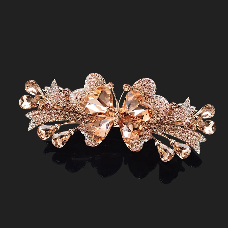 New Korean Colorful Crystal Butterfly Spring Hairpin Zircon Alloy Top Clip Horizontal Clip Elegant Women’s Fashion Hair Jewelry New Korean Colorful Crystal Butterfly Spring Hairpin Zircon Alloy Top Clip Horizontal Clip Elegant Women's Fashion Hair Jewelry