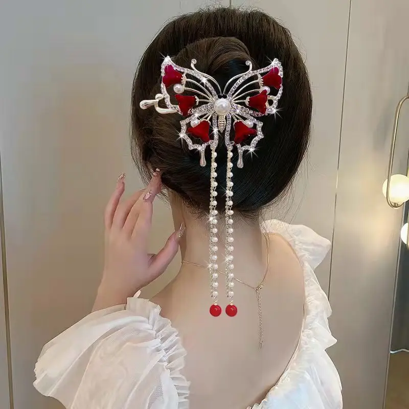 Top Selling Women Flower Tassel Twisted Hair Clip Back of The Head Barrettes Female Sweet Hairpins New Headwear Accessories Top Selling Women Flower Tassel Twisted Hair Clip Back of The Head Barrettes Female Sweet Hairpins New Headwear Accessories