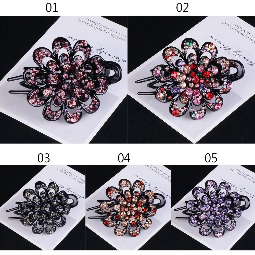 Shiny Rhinestone Hairpin Flower Leaf Duckbill Hair Claws Retro Hair Clips Accessories For Women Shinning Ponytail Headwear Shiny Rhinestone Hairpin Flower Leaf Duckbill Hair Claws Retro Hair Clips Accessories For Women Shinning Ponytail Headwear