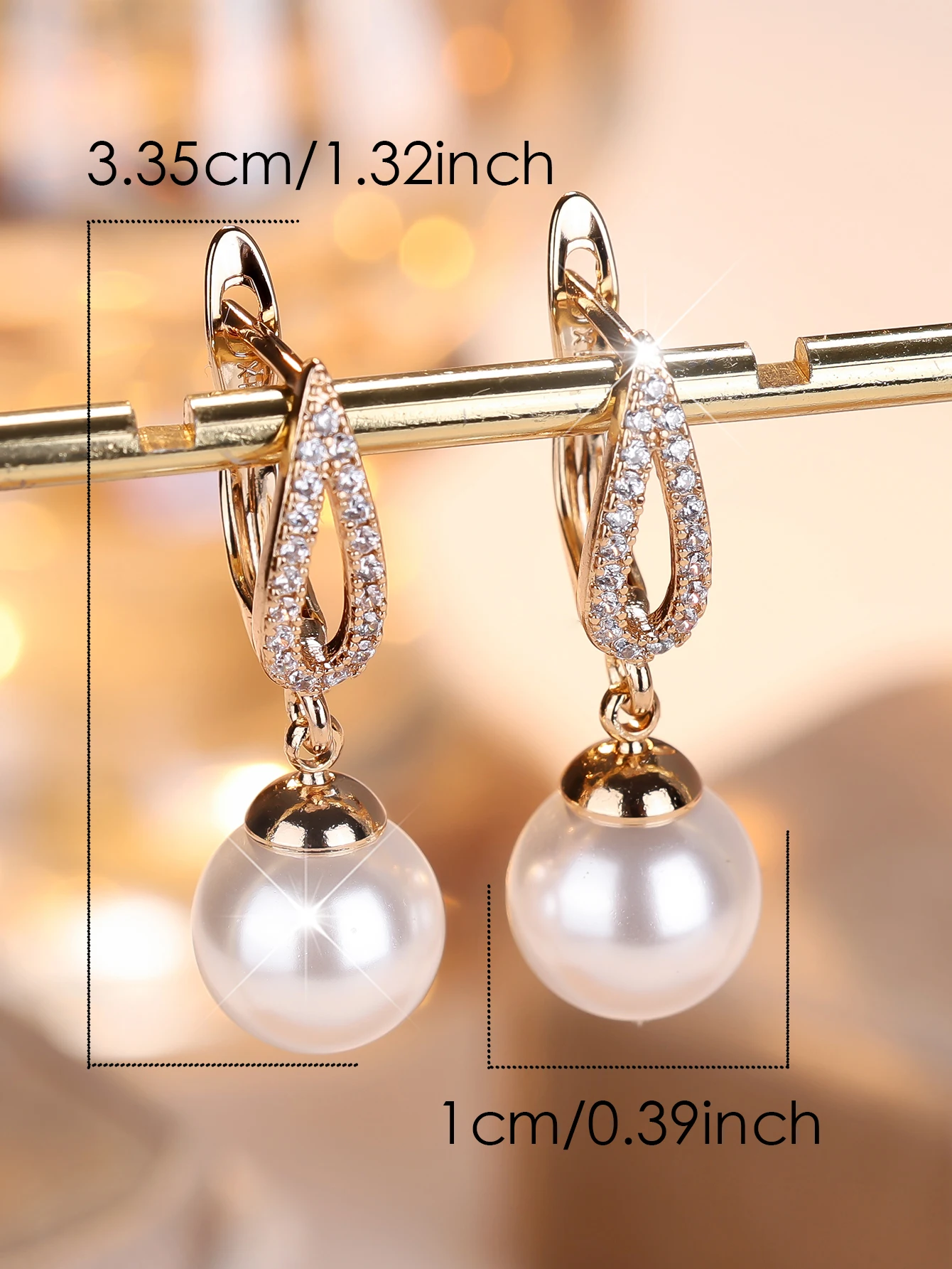 White Zircon Simulated Pearl Tassel Pendant Hoop Earrings For Women Vintage Gold Color Ear Buckle Wedding Jewelry Versatile Gift White Zircon Simulated Pearl Tassel Pendant Hoop Earrings For Women Vintage Gold Color Ear Buckle Wedding Jewelry Versatile Gift