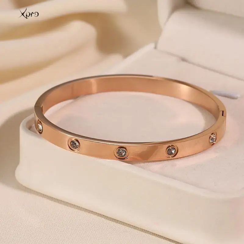 Xpro Stainless Steel Bracelets Woman Bangle Bangles for Woman Golden Love Crystal Wedding Feminina Luxury Jewellery Gifts Xpro Stainless Steel Bracelets Woman Bangle Bangles for Woman Golden Love Crystal Wedding Feminina Luxury Jewellery Gifts