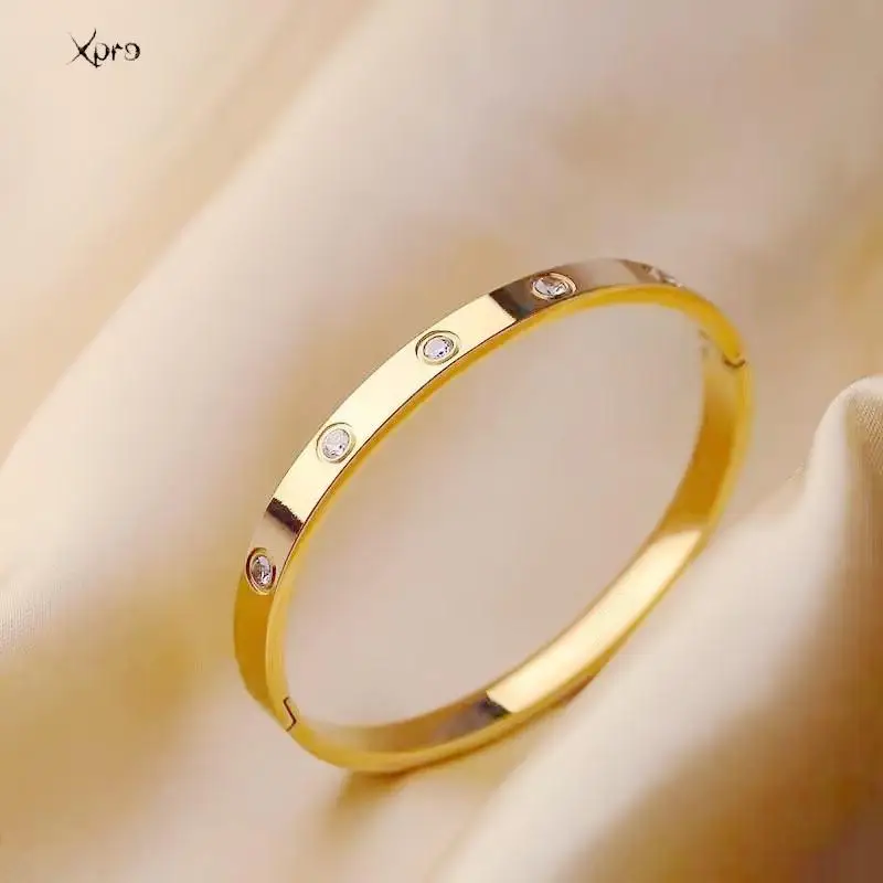 Xpro Stainless Steel Bracelets Woman Bangle Bangles for Woman Golden Love Crystal Wedding Feminina Luxury Jewellery Gifts Xpro Stainless Steel Bracelets Woman Bangle Bangles for Woman Golden Love Crystal Wedding Feminina Luxury Jewellery Gifts