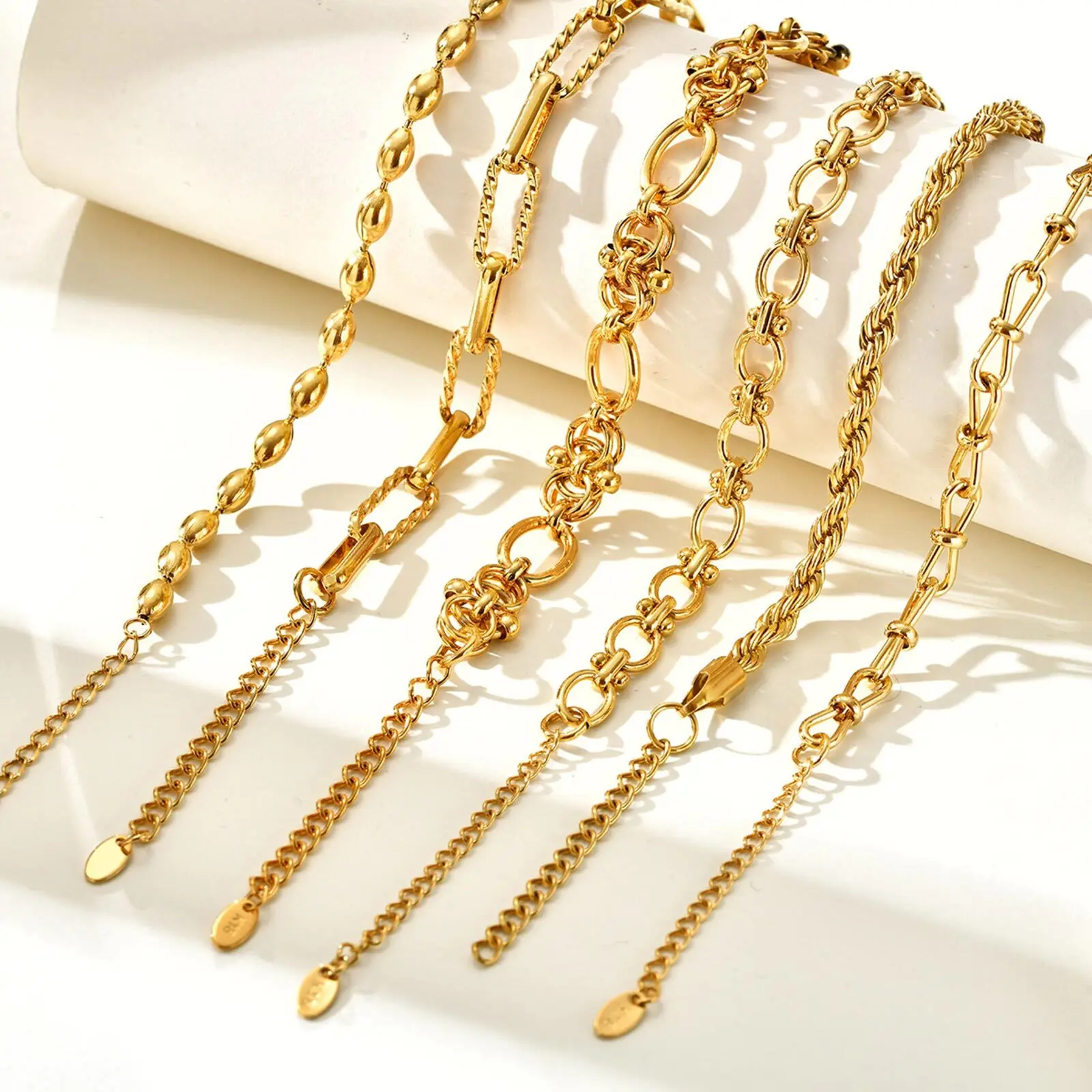 Chunky Stainless Steel Link Chain Bracelet For Woman, Gold Plated Layering Bracelets Wristband Waterproof Jewelry Chunky Stainless Steel Link Chain Bracelet For Woman, Gold Plated Layering Bracelets Wristband Waterproof Jewelry