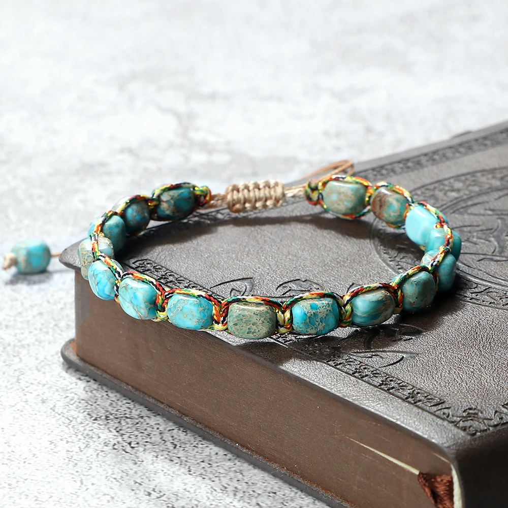 Bohemian Imperial Stone Beaded Bracelet Handmade Braided String Bangles Friendship Jewelry Gift Vintage Design Strand Bracelets Bohemian Imperial Stone Beaded Bracelet Handmade Braided String Bangles Friendship Jewelry Gift Vintage Design Strand Bracelets