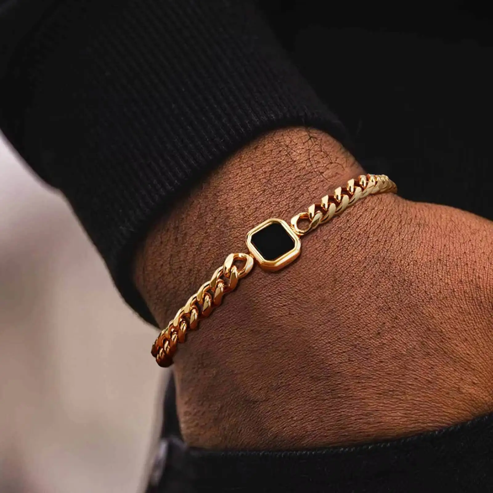 Vnox 5/7mm Width Adjustable Chain Bracelet for Men, Stainless Steel Acrylic Six-Sided Polished Jewelry Gift for Husband Son Him Vnox 5/7mm Width Adjustable Chain Bracelet for Men, Stainless Steel Acrylic Six-Sided Polished Jewelry Gift for Husband Son Him