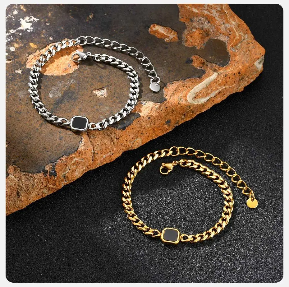 Chain bracelet styled on wrist for men