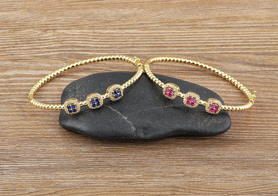 Gold plated bangle bracelet close up
