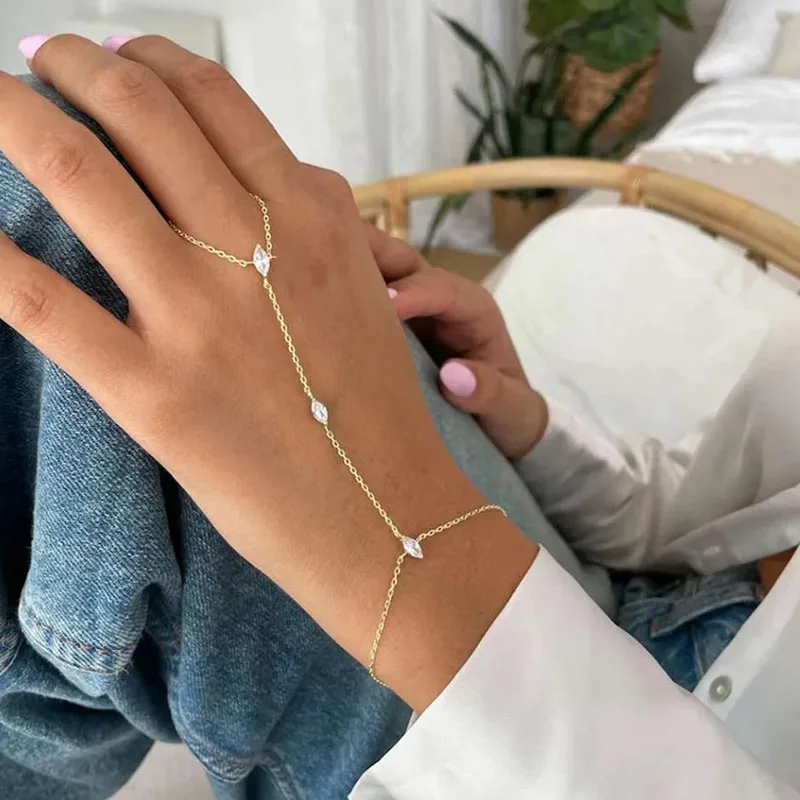 New Bohemia Rhombus Crystal Bracelet Hand Jewelry for Women Simple Thin Chain Finger Bracelet Jewelry Accessories Gift New Bohemia Rhombus Crystal Bracelet Hand Jewelry for Women Simple Thin Chain Finger Bracelet Jewelry Accessories Gift