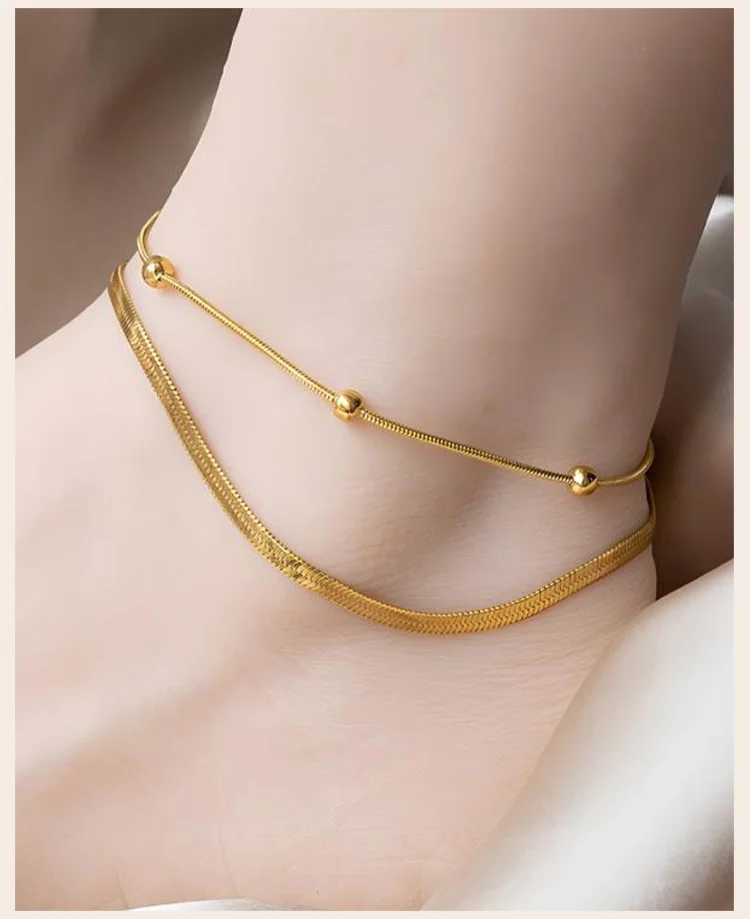 Minimalist double layer anklet product view