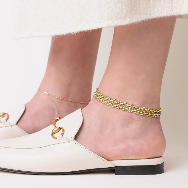 Stainless Steel 18K Gold Plated Exquisite Weaving Mesh Ankle Chain for Women Chunky Trendy Link Chain Bracelet Jewelry Gifts Stainless Steel 18K Gold Plated Exquisite Weaving Mesh Ankle Chain for Women Chunky Trendy Link Chain Bracelet Jewelry Gifts
