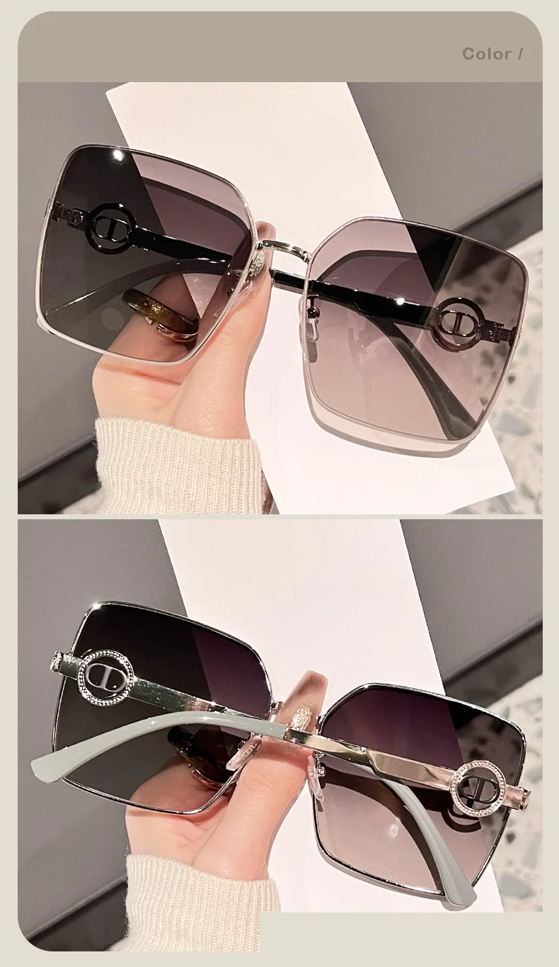 DS-7981 oversized rimless sunglasses front view