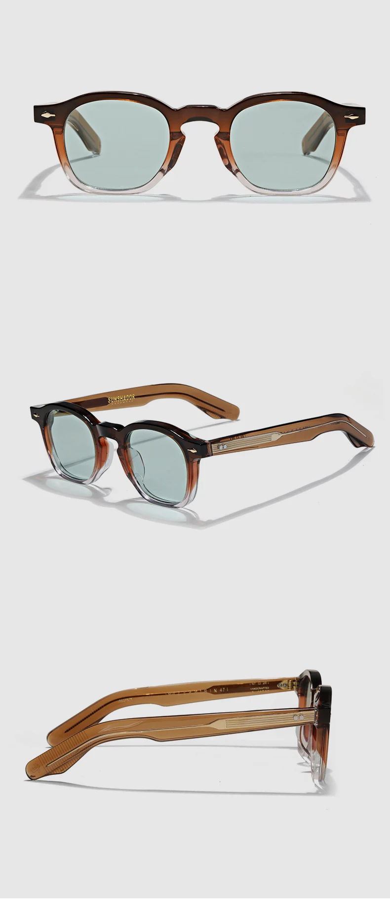 Tortoiseshell round sunglasses with light tinted lens