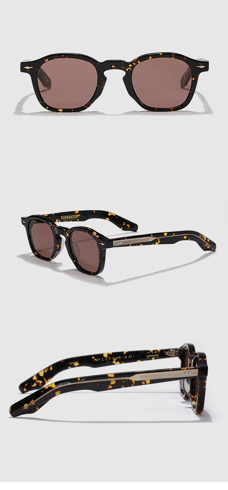Tortoiseshell round acetate sunglasses side view