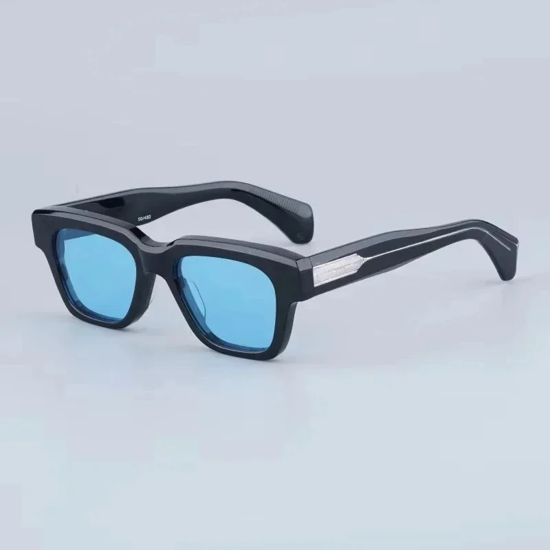 Fellini square acetate sunglasses with blue tinted lens
