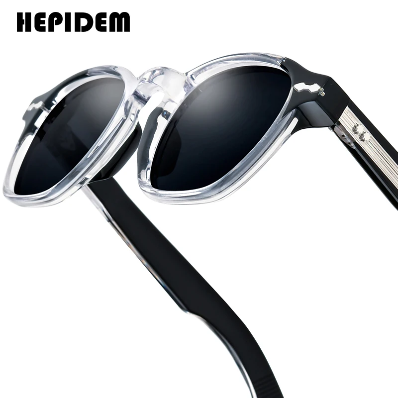 Hepidem square acetate sunglasses clear and black frame