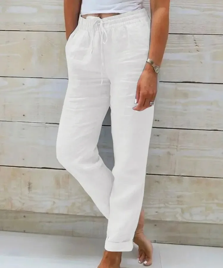 Cotton Linen Summer Pants for Women High Waist Elastic Casual Trousers Streetwear Solid Female Clothes 2026 Loose Pencil Pants Cotton Linen Summer Pants for Women High Waist Elastic Casual Trousers Streetwear Solid Female Clothes 2026 Loose Pencil Pants