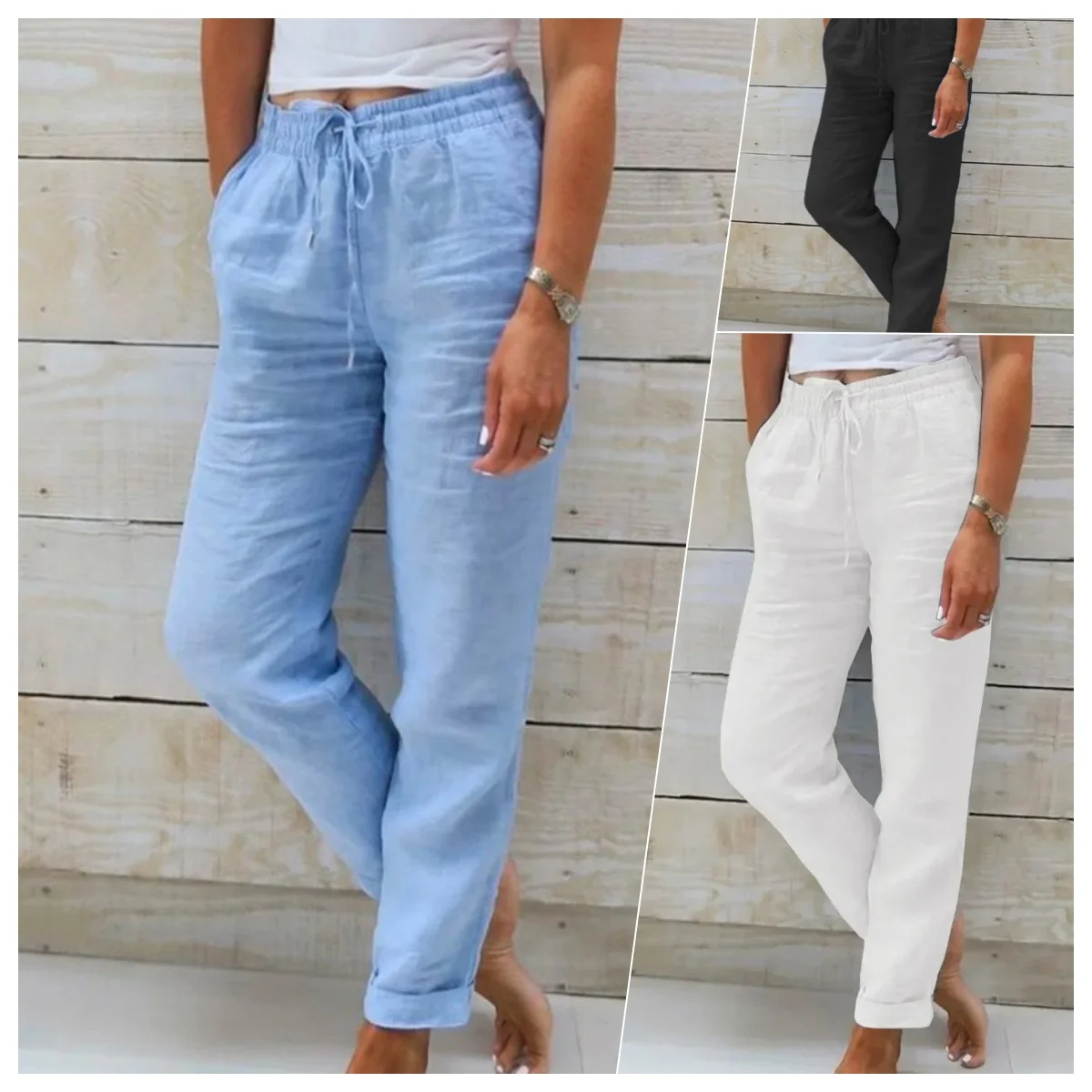 Cotton Linen Summer Pants for Women High Waist Elastic Casual Trousers Streetwear Solid Female Clothes 2026 Loose Pencil Pants Cotton Linen Summer Pants for Women High Waist Elastic Casual Trousers Streetwear Solid Female Clothes 2026 Loose Pencil Pants