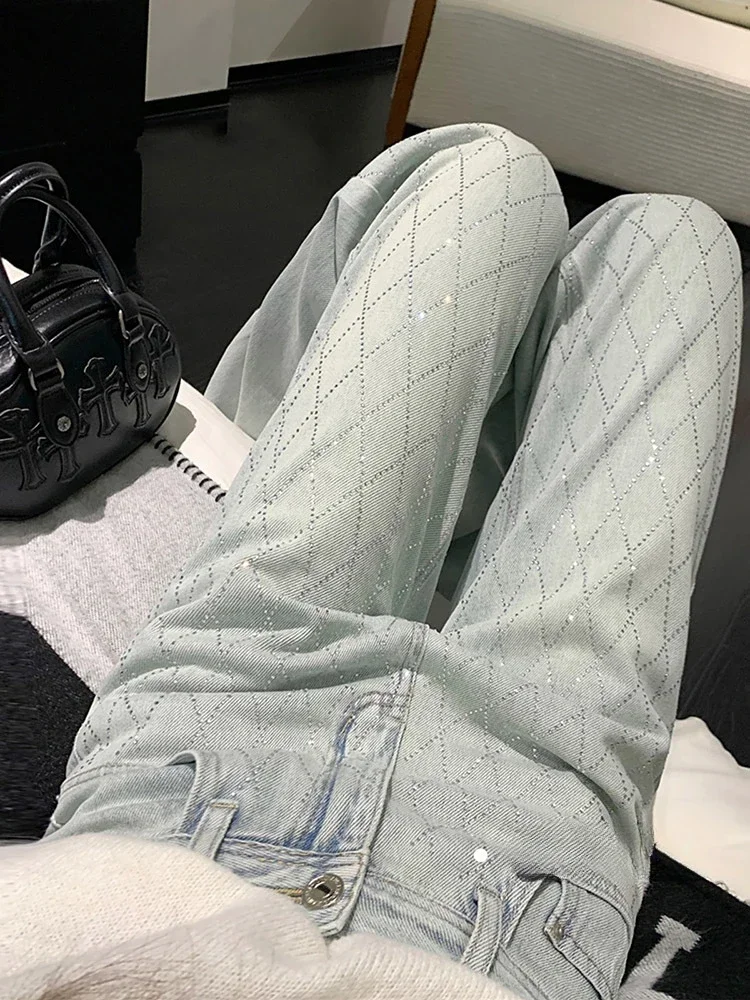Women Blue Baggy Plaid Jeans Vintage Y2k Cowboy Pants Harajuku Aesthetic Denim Trousers Trashy Japanese 2000s Style Clothes 2024 Women Blue Baggy Plaid Jeans Vintage Y2k Cowboy Pants Harajuku Aesthetic Denim Trousers Trashy Japanese 2000s Style Clothes 2024