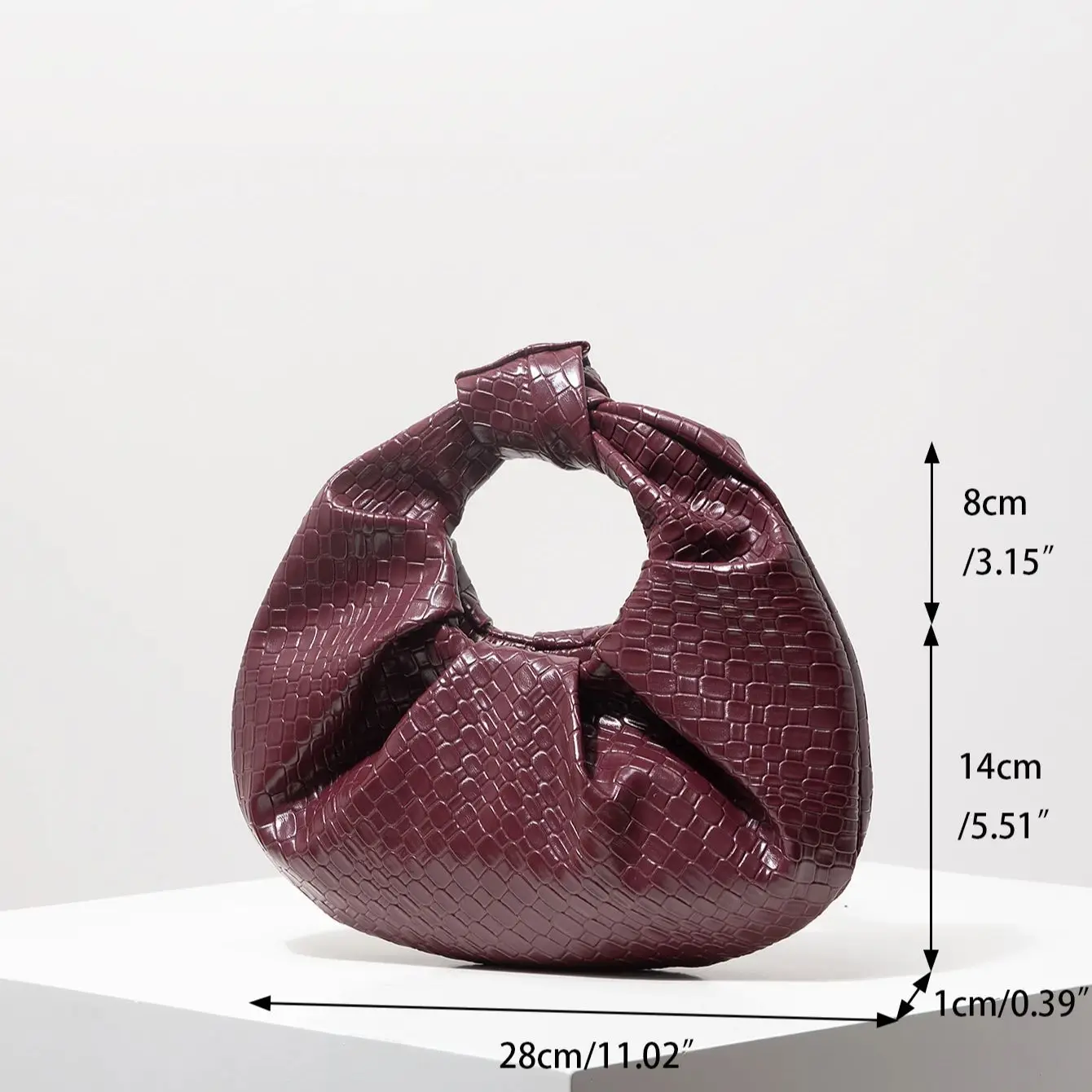 Vintage Faux Leather Woven Pattern Handbag, Knotted Crescent Bag, Pleated Cloud Bag, Women’s Party Dress, Burgundy Wallet, Elegant Evening Bag (Pattern Random) Vintage Faux Leather Woven Pattern Handbag, Knotted Crescent Bag, Pleated Cloud Bag, Women's Party Dress, Burgundy Wallet, Elegant Evening Bag (Pattern Random)