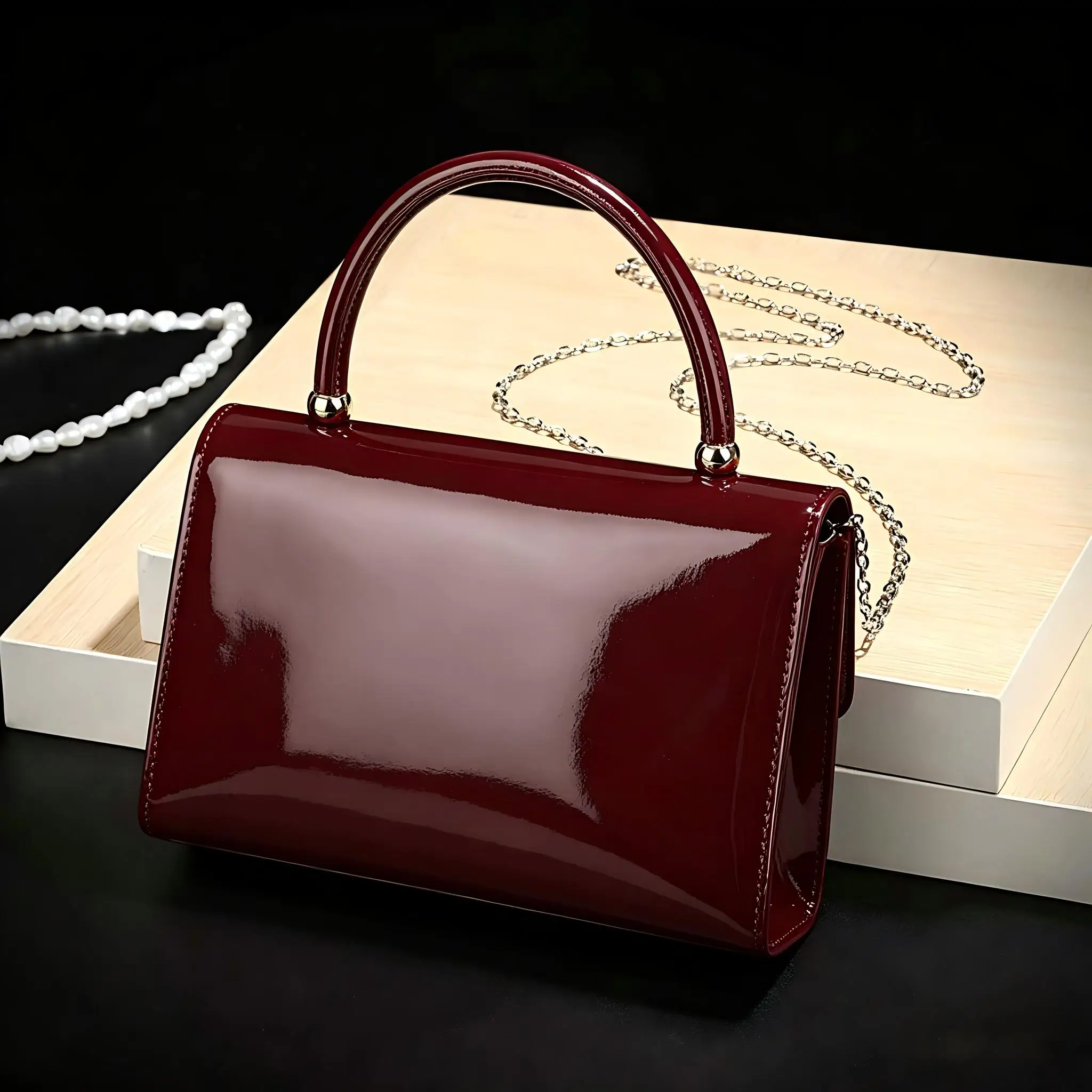 Burgundy evening bag for women multi-purpose style