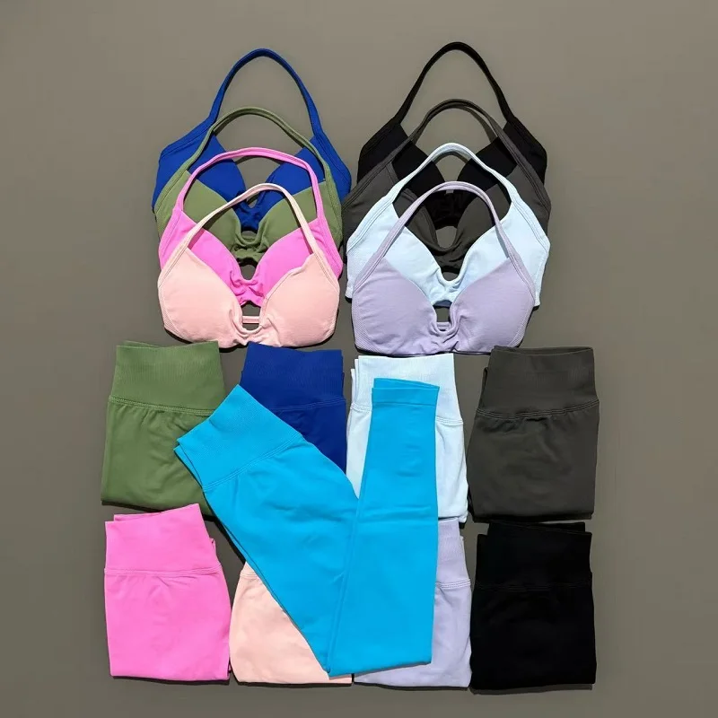 High waist scrunch seamless leggings sport suit