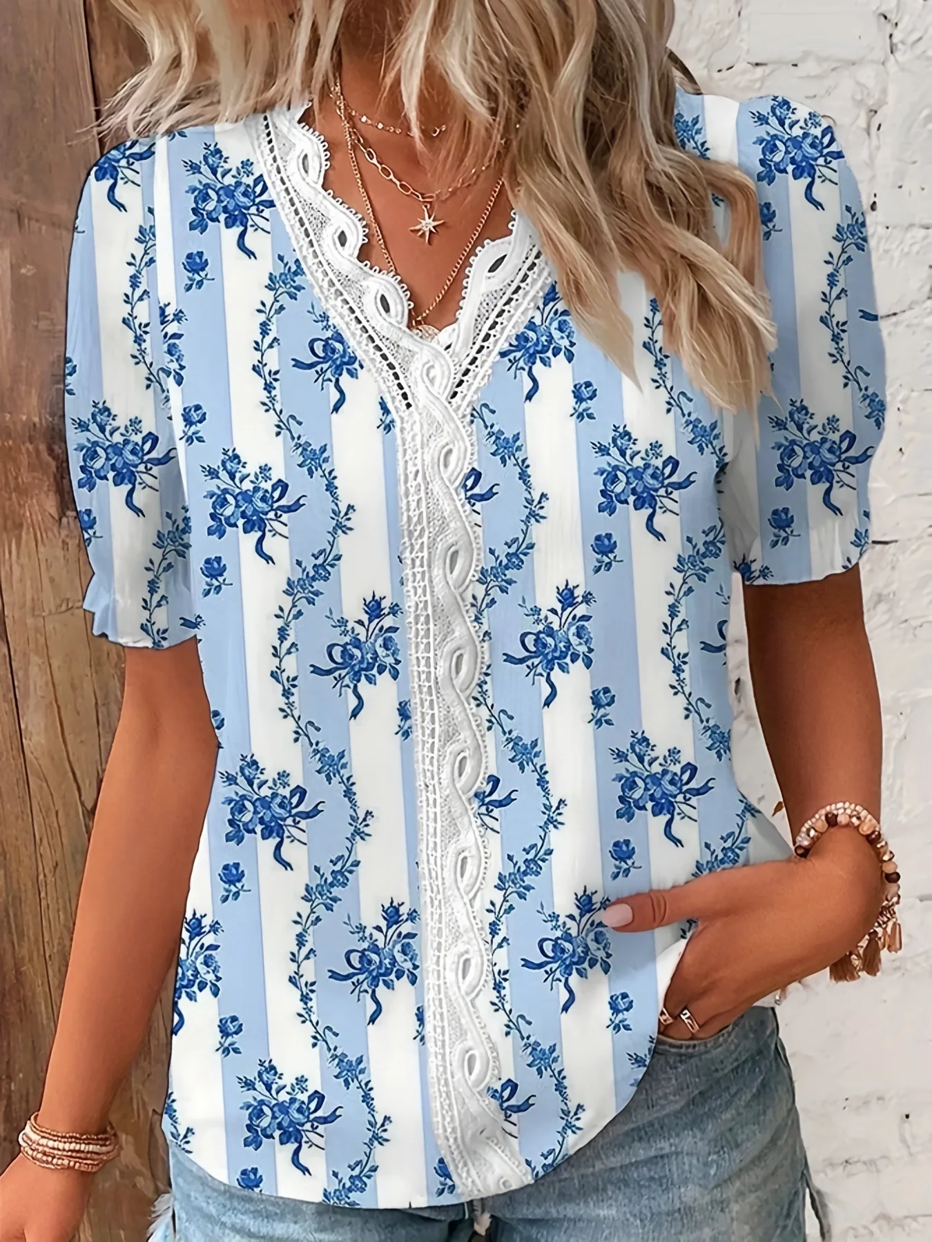 2024 Fashion Casual Vacation Shirt Women Summer V Neck Hollow Out Solid Color Blouse Female Elegant Striped Jacquard Casual Tops Women Clothing Fashion Women’s Fashion Women’s T-Shirts 2024 Fashion Casual Vacation Shirt Women Summer V Neck Hollow Out Solid Color Blouse Female Elegant Striped Jacquard Casual Tops Women Clothing Fashion Women's Fashion Women's T-Shirts KDBazar