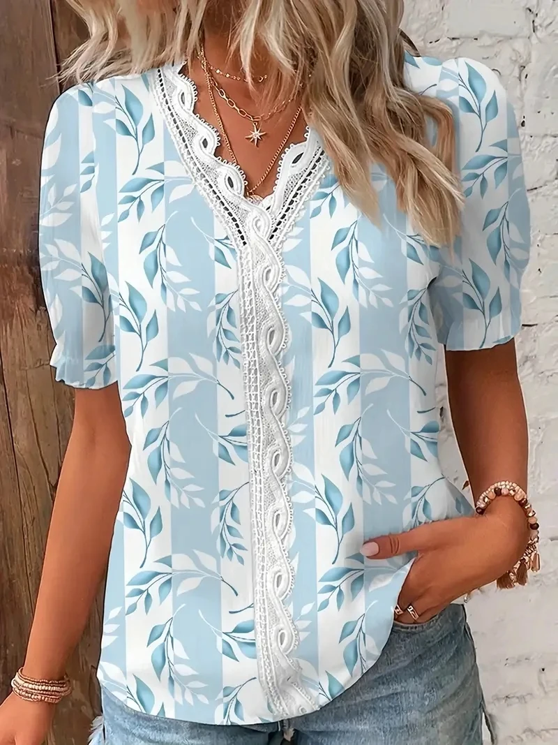 2024 Fashion Casual Vacation Shirt Women Summer V Neck Hollow Out Solid Color Blouse Female Elegant Striped Jacquard Casual Tops Women Clothing Fashion Women’s Fashion Women’s T-Shirts 2024 Fashion Casual Vacation Shirt Women Summer V Neck Hollow Out Solid Color Blouse Female Elegant Striped Jacquard Casual Tops Women Clothing Fashion Women's Fashion Women's T-Shirts KDBazar
