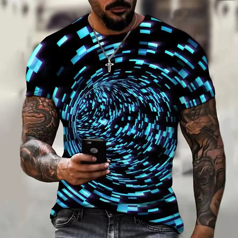 3D psychedelic abstract t-shirt for men oversized fit