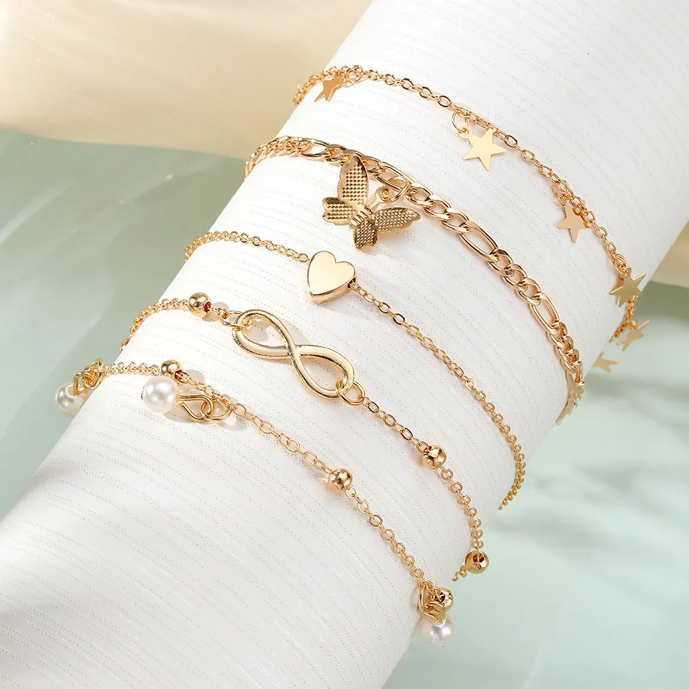 5pcs Boho Summer Beach 8 Infinite Charm Anklet Set Women Chain on Leg Pearl Butterfly Star Heart Pendant Anklet Vintage Jewelry Anklet Jewelry Jewelry & Watches 5pcs Boho Summer Beach 8 Infinite Charm Anklet Set Women Chain on Leg Pearl Butterfly Star Heart Pendant Anklet Vintage Jewelry Anklet Jewelry Jewelry & Watches KDBazar