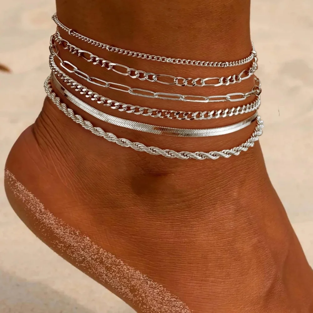 6pcs Punk Multilayer Link Chains Anklets Sets For Women Silver Color Summer Boho Foot Ankle Bracelet Jewelry Beach Accessories Anklet Jewelry Jewelry & Watches 6pcs Punk Multilayer Link Chains Anklets Sets For Women Silver Color Summer Boho Foot Ankle Bracelet Jewelry Beach Accessories Anklet Jewelry Jewelry & Watches KDBazar