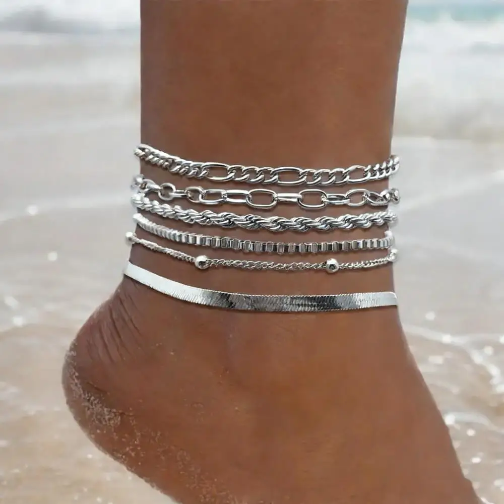 6pcs Punk Multilayer Link Chains Anklets Sets For Women Silver Color Summer Boho Foot Ankle Bracelet Jewelry Beach Accessories Anklet Jewelry Jewelry & Watches 6pcs Punk Multilayer Link Chains Anklets Sets For Women Silver Color Summer Boho Foot Ankle Bracelet Jewelry Beach Accessories Anklet Jewelry Jewelry & Watches KDBazar
