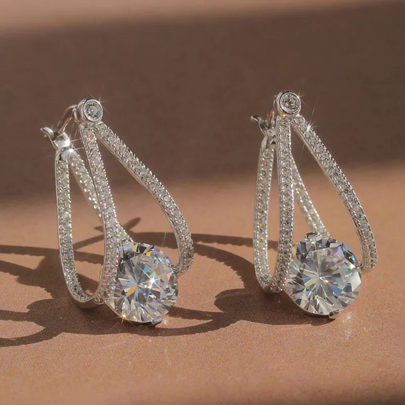 925 Sterling Silver Hoop Earrings for Women Fashion Contracted Design Crystal CZ Earrings Temperament Female Jewelry Earrings Jewelry & Watches 925 Sterling Silver Hoop Earrings for Women Fashion Contracted Design Crystal CZ Earrings Temperament Female Jewelry Earrings Jewelry & Watches KDBazar