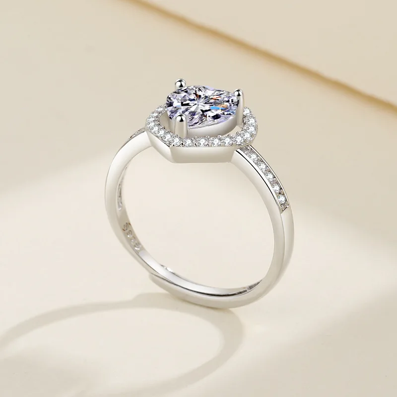 Sterling silver heart sparkle ring heart detail