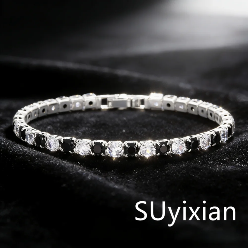 925 Sterling Silver Stylish Exquisite 4mm Black and White Zircon Tennis Bracelet, Ladies Birthday Party Anniversary Gift Bracelets and Bangles Jewelry & Watches 925 Sterling Silver Stylish Exquisite 4mm Black and White Zircon Tennis Bracelet, Ladies Birthday Party Anniversary Gift Bracelets and Bangles Jewelry & Watches KDBazar