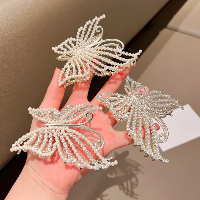 Close-up of butterfly hair claw clips