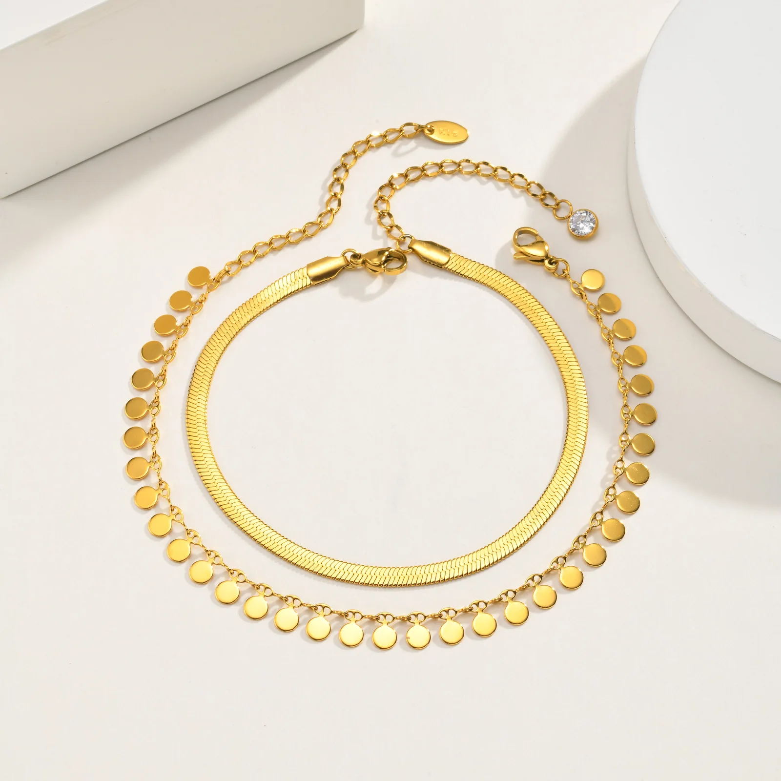 Anklet Set Layered for Women 18K Gold Plated Stainless Steel Flat Snake Chain Round Disk Waterproof Jewelry Anklet Jewelry Jewelry & Watches Anklet Set Layered for Women 18K Gold Plated Stainless Steel Flat Snake Chain Round Disk Waterproof Jewelry Anklet Jewelry Jewelry & Watches KDBazar