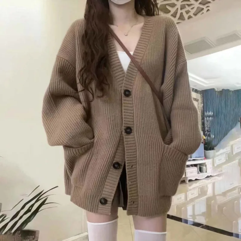 Autumn Winter Women Cardigan Sweater Coats Fashion Female Long Sleeve V-neck Loose Knitted Jackets Casual Sweater Cardigans Autumn Winter Women Cardigan Sweater Coats Fashion Female Long Sleeve V-neck Loose Knitted Jackets Casual Sweater Cardigans KDBazar