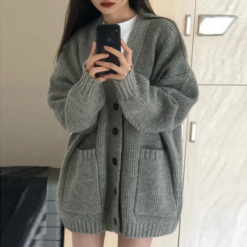 Autumn Winter Women Cardigan Sweater Coats Fashion Female Long Sleeve V-neck Loose Knitted Jackets Casual Sweater Cardigans Autumn Winter Women Cardigan Sweater Coats Fashion Female Long Sleeve V-neck Loose Knitted Jackets Casual Sweater Cardigans KDBazar