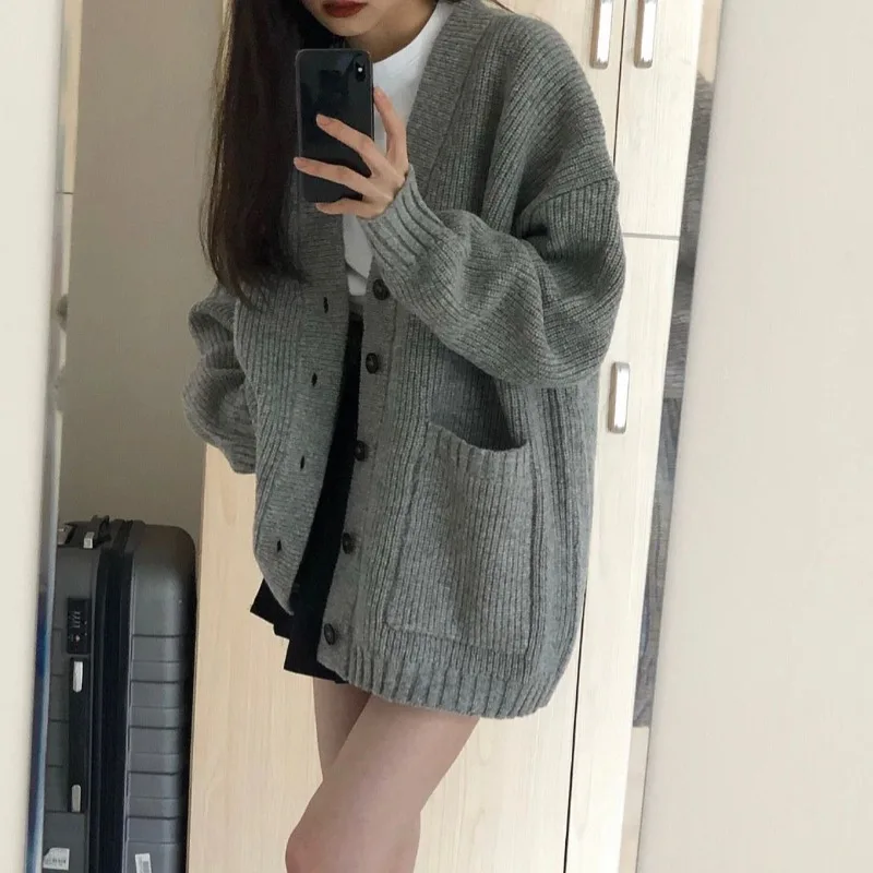 Autumn Winter Women Cardigan Sweater Coats Fashion Female Long Sleeve V-neck Loose Knitted Jackets Casual Sweater Cardigans Autumn Winter Women Cardigan Sweater Coats Fashion Female Long Sleeve V-neck Loose Knitted Jackets Casual Sweater Cardigans KDBazar