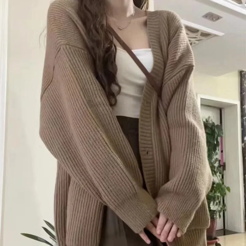 Autumn Winter Women Cardigan Sweater Coats Fashion Female Long Sleeve V-neck Loose Knitted Jackets Casual Sweater Cardigans Autumn Winter Women Cardigan Sweater Coats Fashion Female Long Sleeve V-neck Loose Knitted Jackets Casual Sweater Cardigans KDBazar
