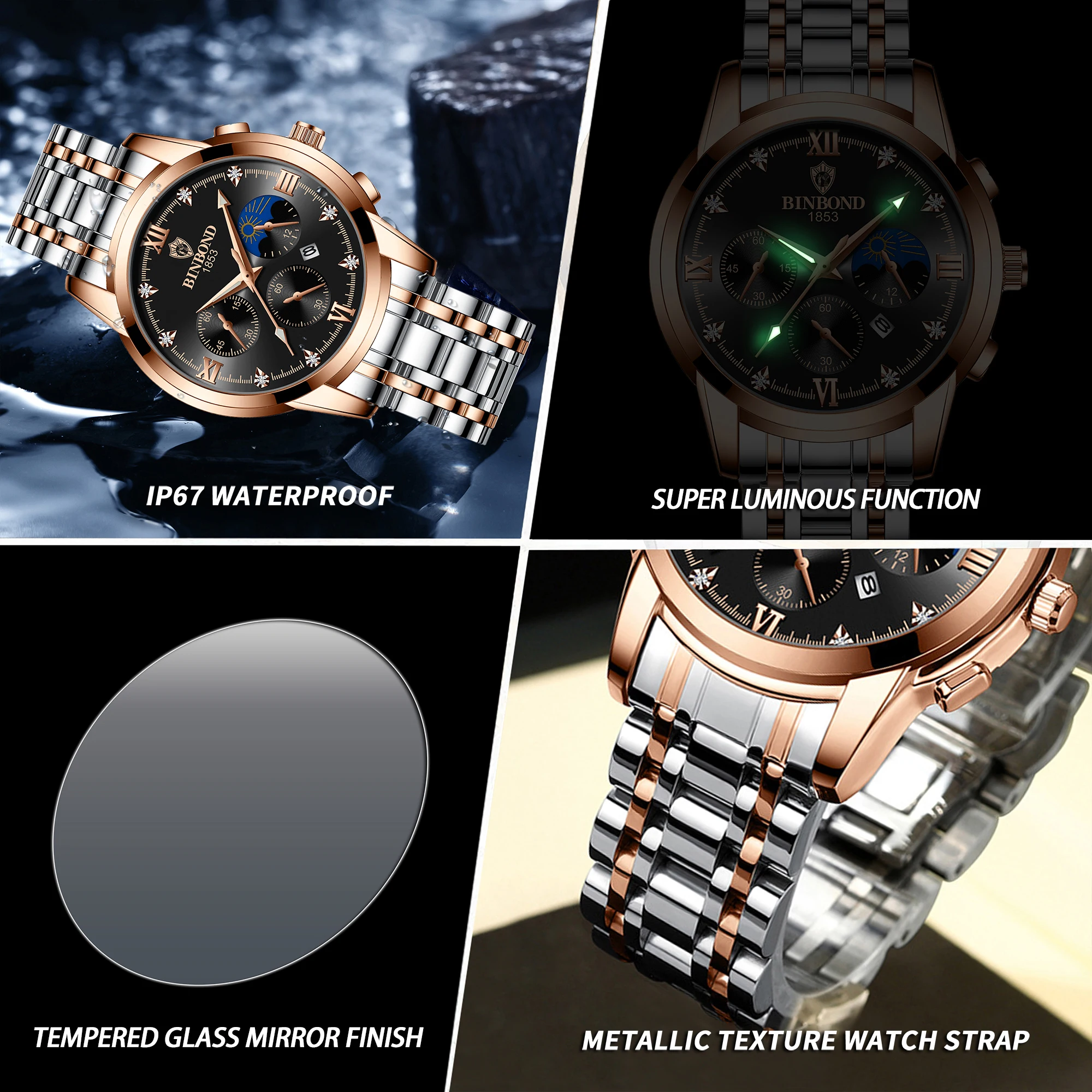 BINBOND Authentic Brand Precise Quartz Watches for Men Luxury Luminous Waterproof Sturdy Men’s Watch Business Casual Reloj Jewelry & Watches Mens Watches BINBOND Authentic Brand Precise Quartz Watches for Men Luxury Luminous Waterproof Sturdy Men's Watch Business Casual Reloj Jewelry & Watches Mens Watches KDBazar