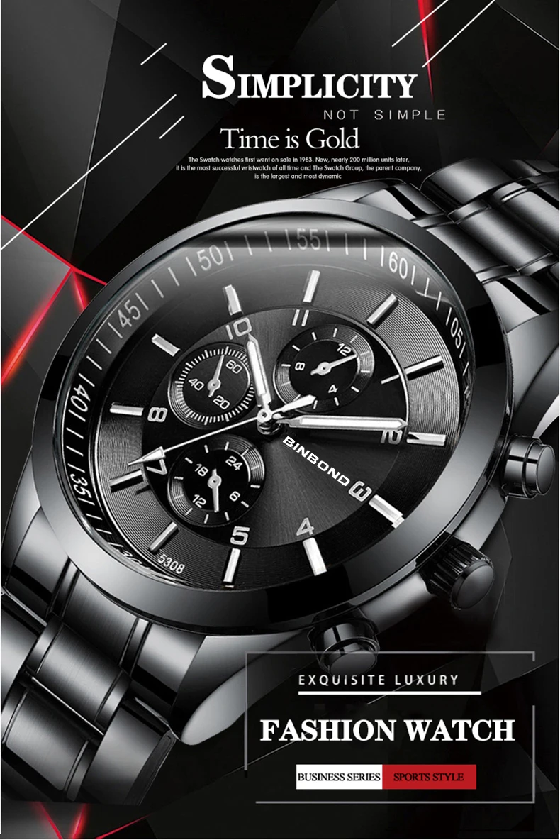 Mens stainless steel watch dial close up