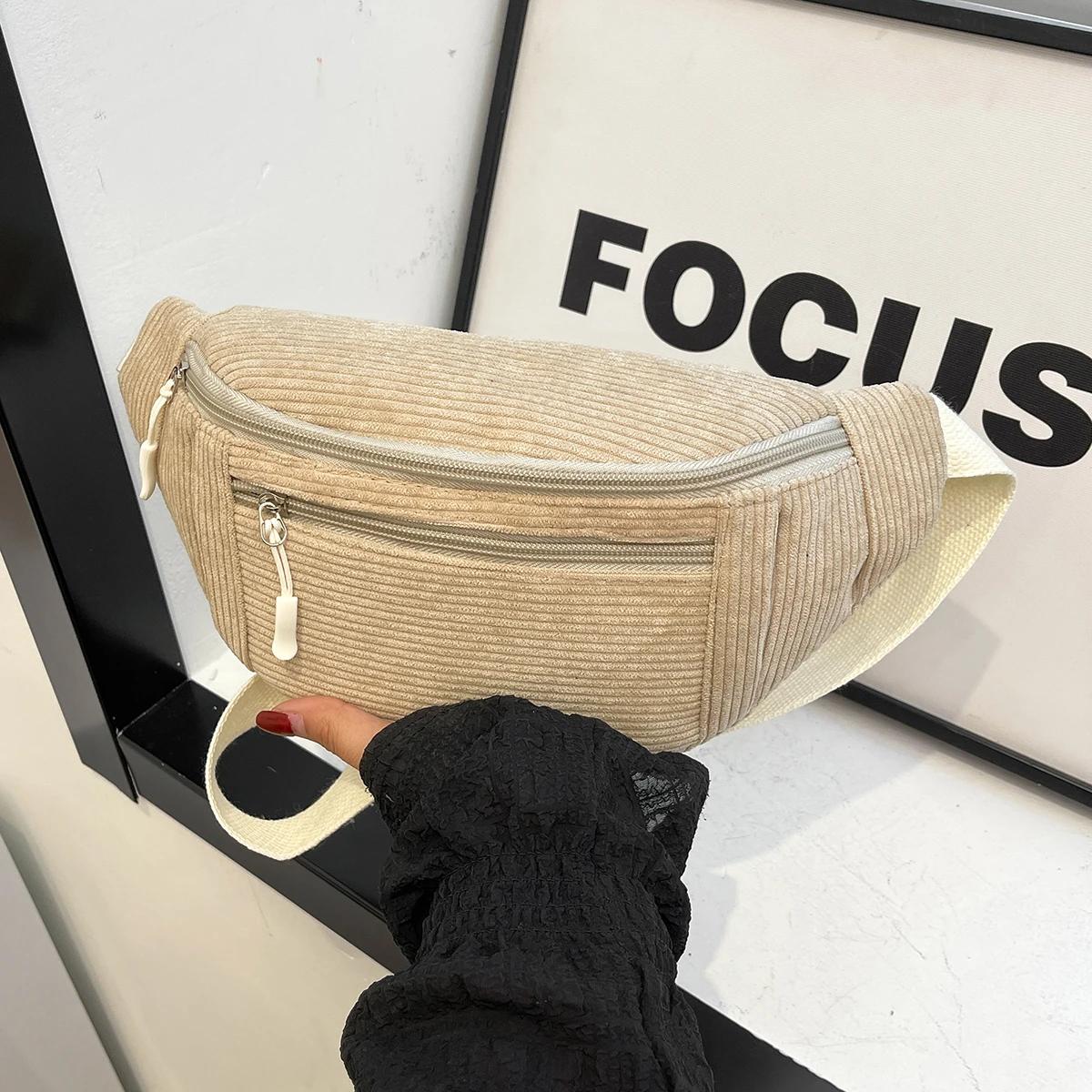 Beige Corduroy Crossbody Waist Bag for Women Waist Bags Beige Corduroy Crossbody Waist Bag for Women Waist Bags KDBazar
