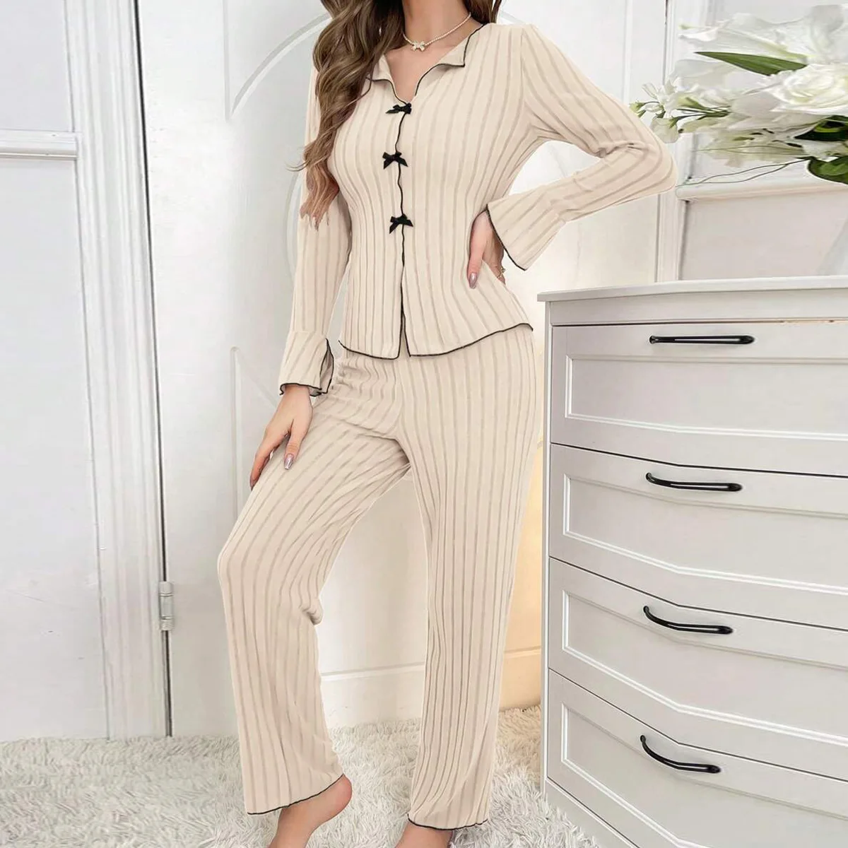 Black Long Sleeve Pajama Set for Women Clothing & Accessories Pajama Sets Sleepwear & Loungewear Women’s Fashion Black Long Sleeve Pajama Set for Women Clothing & Accessories Pajama Sets Sleepwear & Loungewear Women's Fashion KDBazar