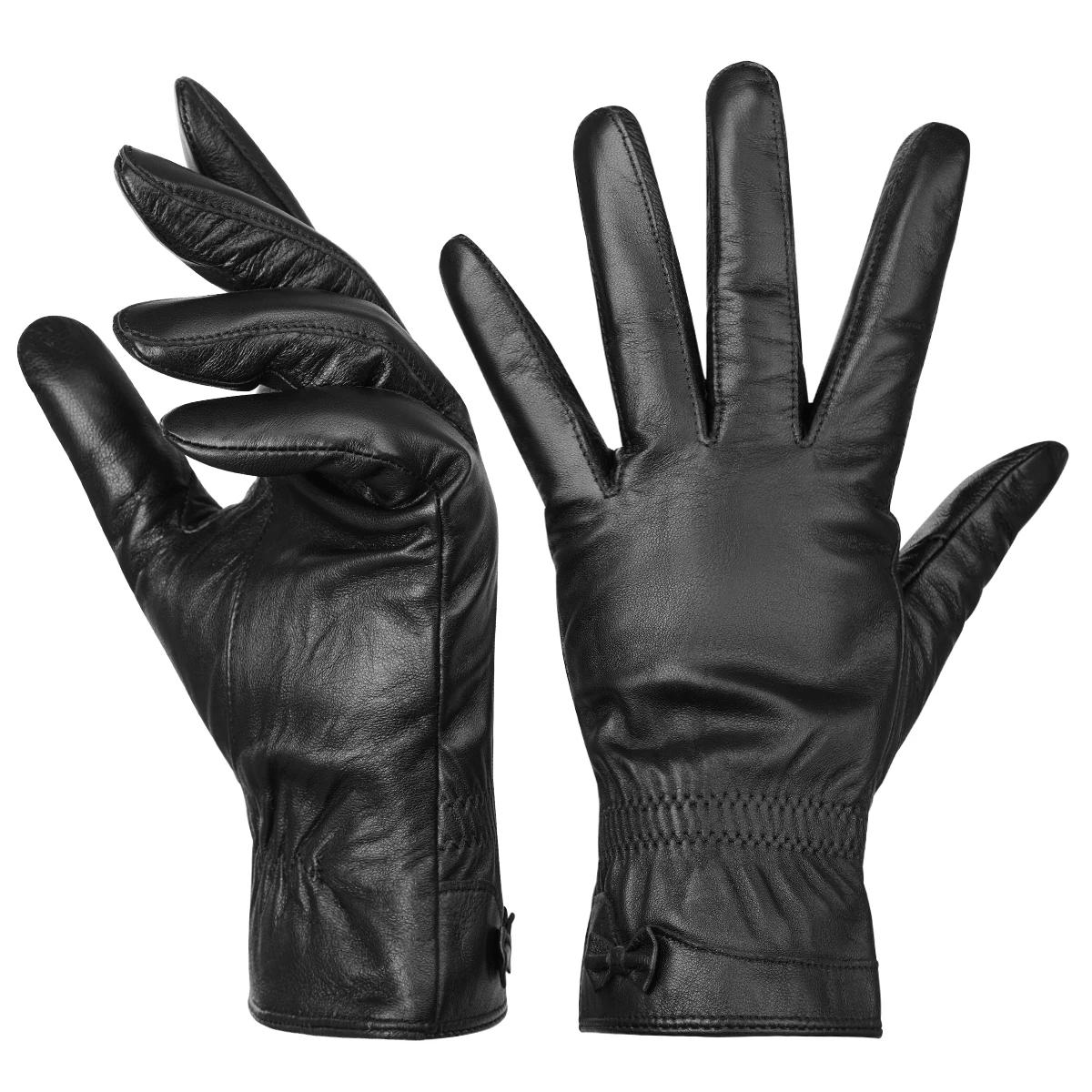 Black Sheepskin Leather Gloves for Women Gloves Black Sheepskin Leather Gloves for Women Gloves KDBazar