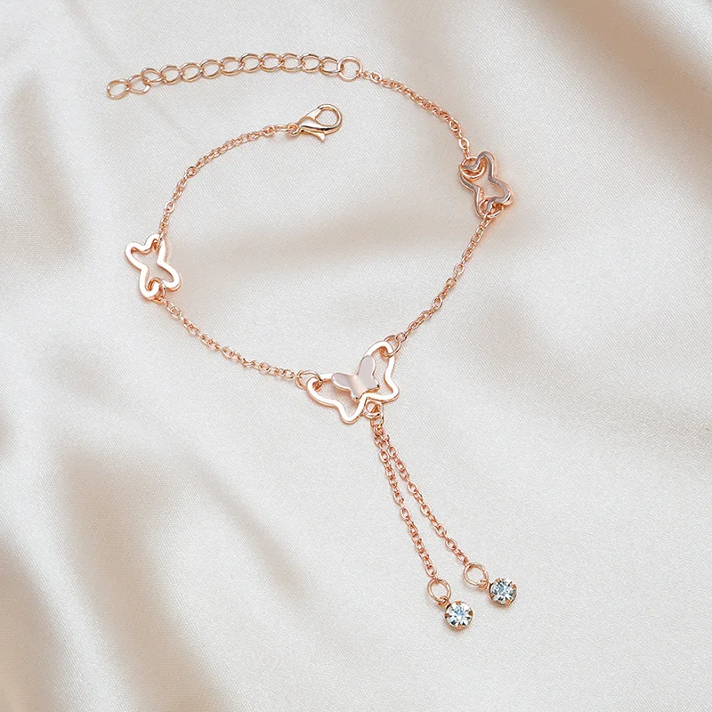 Zircon stone detail on bohemian anklet