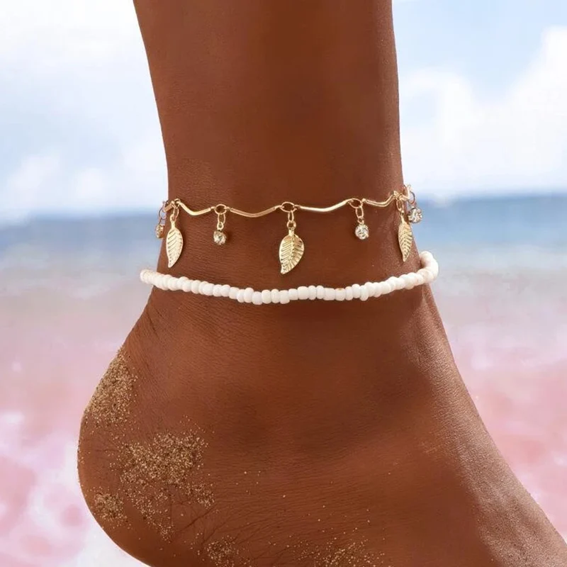 Boho anklet foot chain with star crystal charm