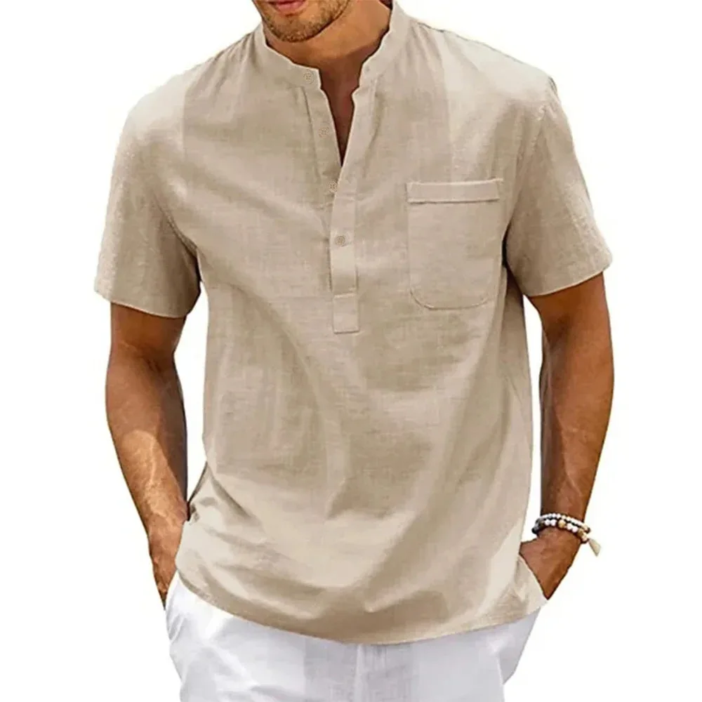 Charming Cotton Linen Henley Shirt 2026 – Men’s Casual Beach Pocket Top Tops and T-Shirts Men’s Clothing Men’s Fashion Charming Cotton Linen Henley Shirt 2026 – Men's Casual Beach Pocket Top Tops and T-Shirts Men's Clothing Men's Fashion KDBazar