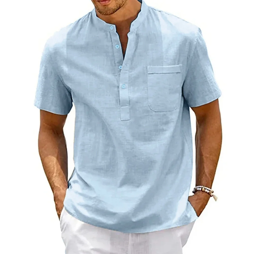 Men's casual beach shirt light blue